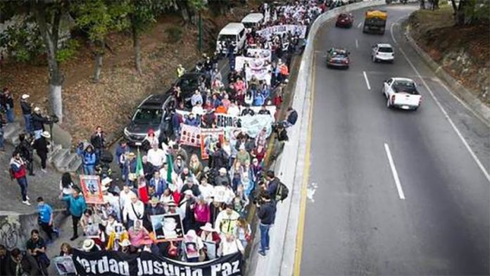 Marchers for peace en route to Mexico City.