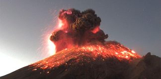 El Popo erupts Thursday morning.