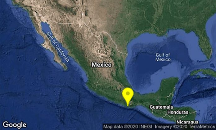The epicenter of a 5.2-magnitude earthquake Friday morning in Oaxaca.