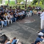 Kristhian Hernández addresses an audience in Felipe Carillo Puerto on December 15
