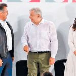 Governor Rodríguez, López Obrador and Labor Secretary Luisa María Alcalde.