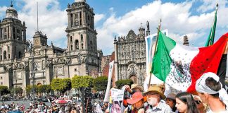 The walk for peace ends its four-day march in the Mexico City zócalo.