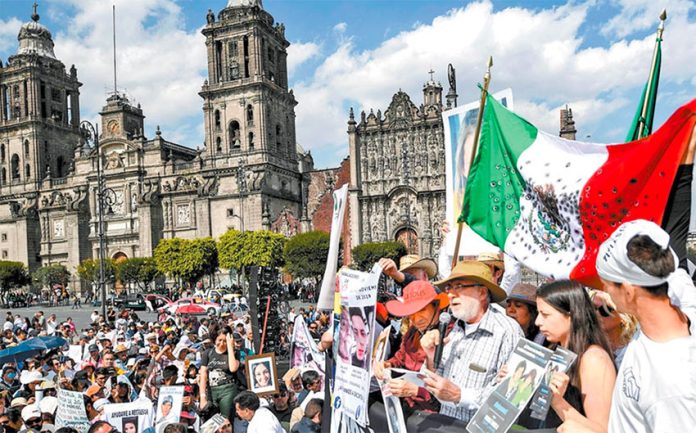 The walk for peace ends its four-day march in the Mexico City zócalo.