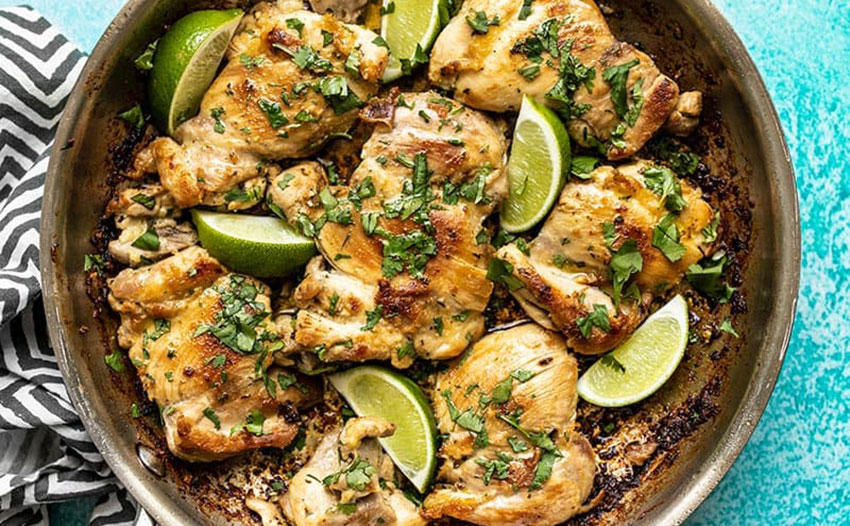 Chicken and cilantro sauce.