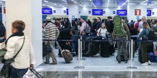 Travelers at Mexico City airport.
