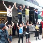 Artists protest in Mexico City last month.