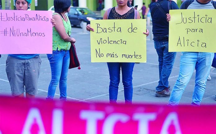 Women protest against gender-based violence.
