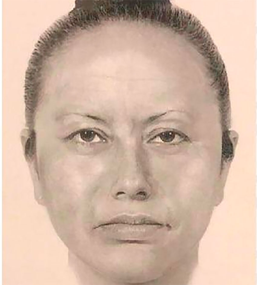 A police sketch of the woman sought in Fátima's abduction.