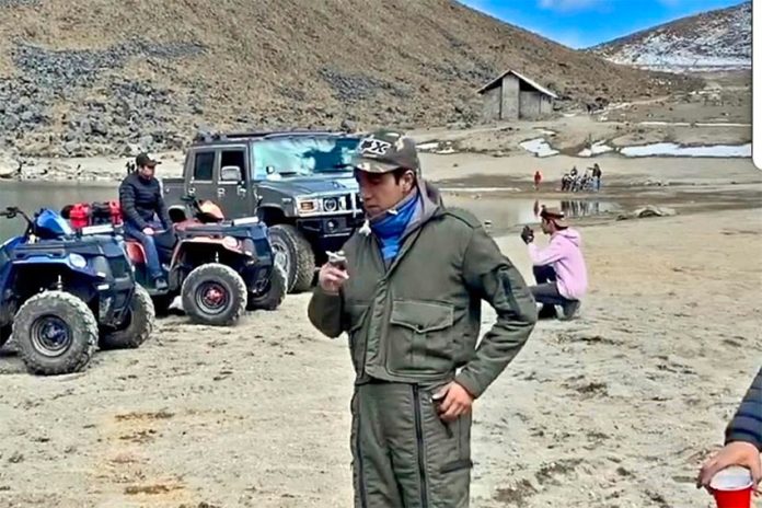 Ex-government official Daniel Mendoza in a restricted area of Nevado de Toluca.