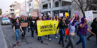 Marchers in Hermosillo, Sonora, on Sunday.