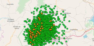 The area in which the earthquakes have been recorded.