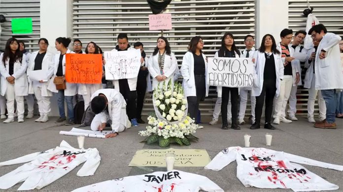 A memorial in Puebla for the slain students.
