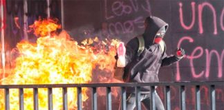 Protest turned violent at UNAM on Tuesday.