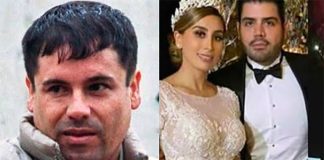 Father of the bride, left, and the wedding couple.