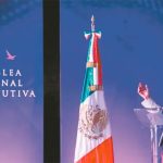 Zavala speaks at Sunday's assembly in Mexico City.