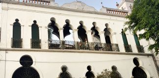 The entrance to the Palacio de las Vacas in the historic district of Guadalajara.
