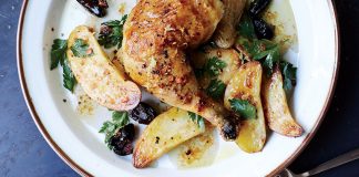 Chicken and potatoes, sheet-pan style.