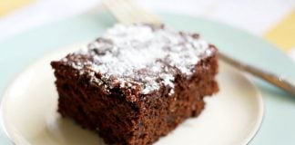 This chocolate cake is a family favorite.