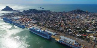 Cruise ships moored in Mazatlán.