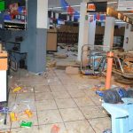 A store in México state that was damaged by looters Monday.