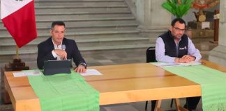 Governor Murat, left and Health Minister Casas.