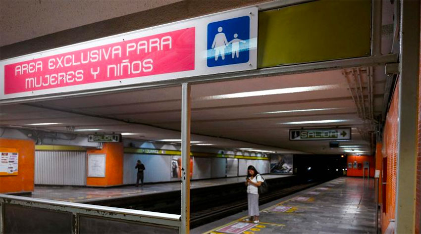 An area reserved for women at a Mexico City Metro station was deserted yesterday.