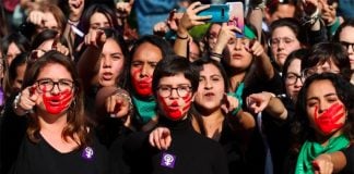 Women at a recent protest against gender-based crime.