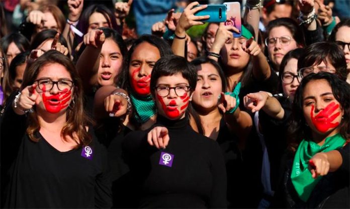 Women at a recent protest against gender-based crime.