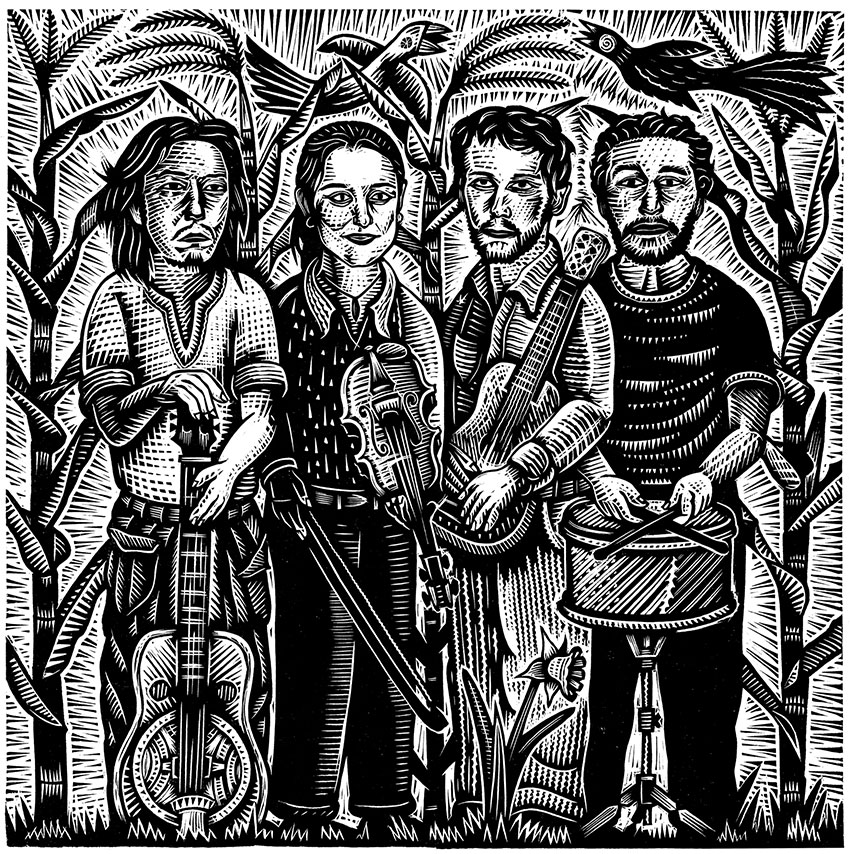 This Mexican-American group is one of 30 musicians' portraits by Dempster.