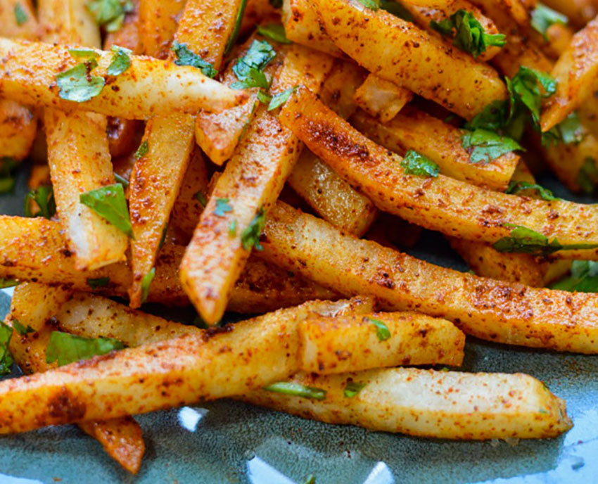 Oven-baked jicama fries — try them with guacamole.