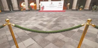 AMLO delivers his address in Mexico City on Sunday.