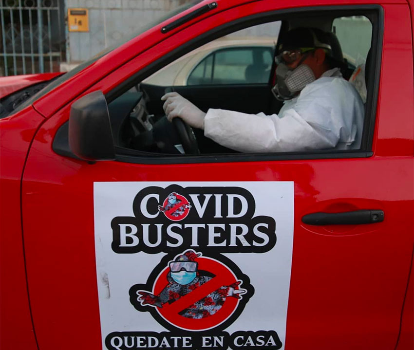 Who you gonna call? A Covid Busters truck on the job.