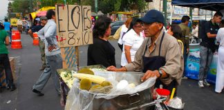 A corn vendor in Mexico City.