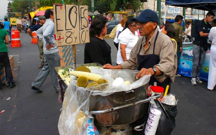 A corn vendor in Mexico City.
