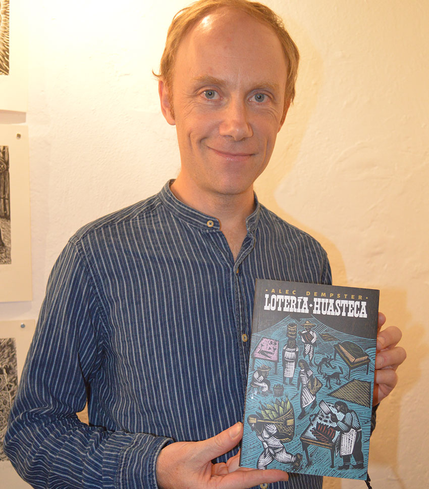 Dempster with his book, Lotería Huasteca.