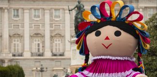 Lele, a giant-sized María doll that has traveled the world to promote Mexican tourism.