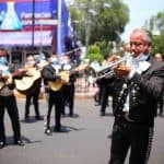 Mariachis play outside a Mexico City hospital on Tuesday afternoon.