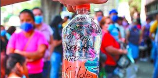 A message on a water bottle.