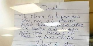 A note from David to his family outside the hospital where is a Covid-19 patient.
