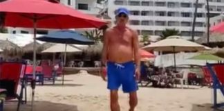 One of two tourists who harassed and assaulted a reporter on a Puerto Vallarta beach.