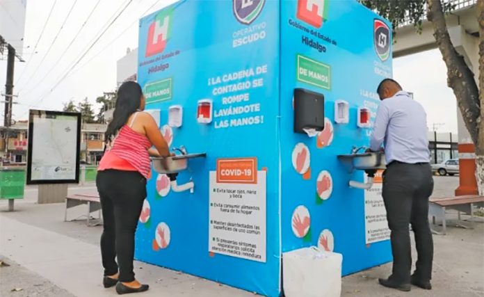 A handwashing station in Hidalgo.