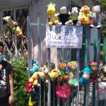 Alexis displays his toys for barter outside his Tijuana home.