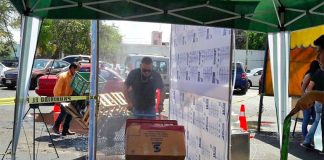 The disinfecting tunnel at Guadalajara's food market.