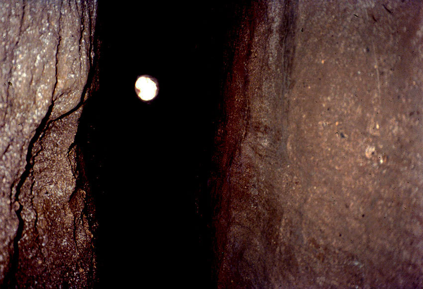 One of 74 ceiling holes noted by surveyors of the qanat.