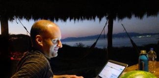 Laptops are fine for vacations, but long hours of use can cause back pain.