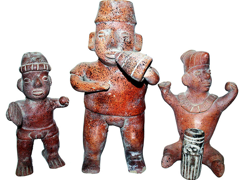 Musicians with typical instruments, possibly from a shaft tomb in Colima.