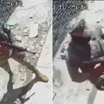 A National Guardsmen at the home of a man from whom he demanded money.