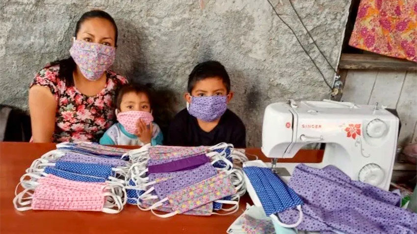 Seamstress Inéz López Hernández and her helpers in Tlacolula.