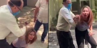 The Naucalpan notary in an altercation with his wife.