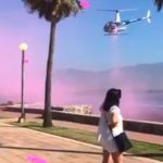It's a girl: the helicopter that delivered the announcement of the unborn baby's gender.